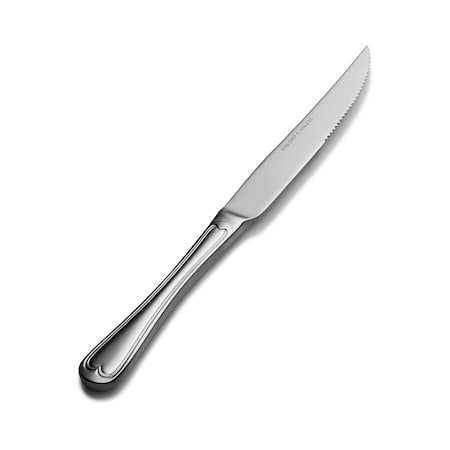 Bon Chef Victoria, Steak Knife, Euro, Solid Handle, Mirror Finish, 13/0, 9.75" , set of 12 S615